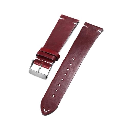 VFEBTSD Vintage Öl Wachs Leder Uhrenarmband Quick Release Uhrenarmbänder Armband(Red,24mm) von VFEBTSD