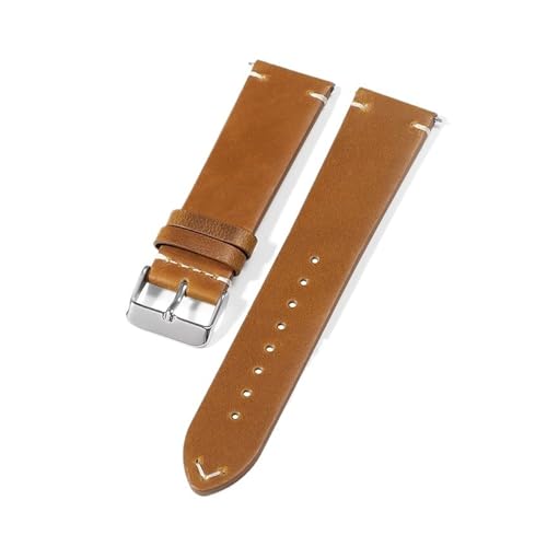 VFEBTSD Vintage Öl Wachs Leder Uhrenarmband Quick Release Uhrenarmbänder Armband(Yellow Brown,21mm) von VFEBTSD