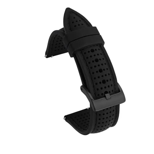 VFEBTSD Weiches Silikon-Gummi-Uhrenarmband for Herren und Damen, Sport, wasserdicht, atmungsaktiv, Armband mit Schnellverschluss(Black black,24mm) von VFEBTSD