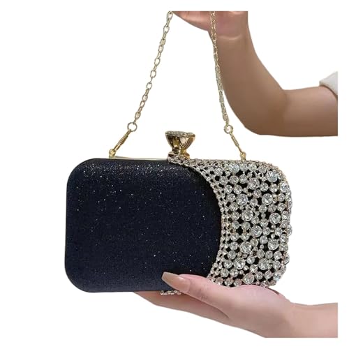 VFIDPSU Aushöhlen Frauen Abend Taschen Mit Diamanten Schulter Kette Handtaschen Hochzeit Braut Weibliche Geldbörse Pailletten Halter(BLACK) von VFIDPSU