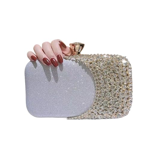 VFIDPSU Aushöhlen Frauen Abend Taschen Mit Diamanten Schulter Kette Handtaschen Hochzeit Braut Weibliche Geldbörse Pailletten Halter(SILVER) von VFIDPSU
