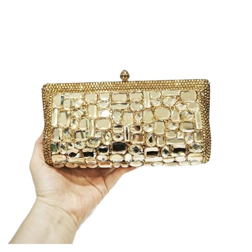 VFIDPSU Damen Kristall Clutch Abendtasche Clutch Handtasche aus Glas mit grünem Stein for Hochzeit Braut(Gold) von VFIDPSU