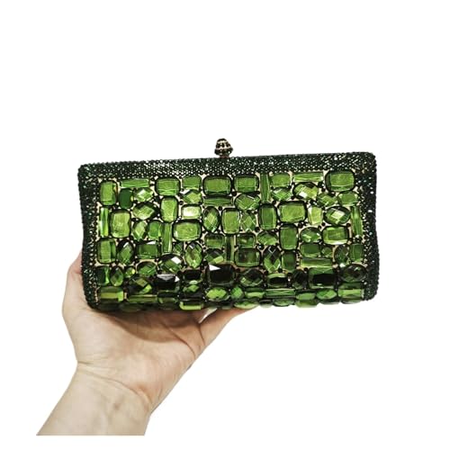 VFIDPSU Damen Kristall Clutch Abendtasche Clutch Handtasche aus Glas mit grünem Stein for Hochzeit Braut(Green) von VFIDPSU
