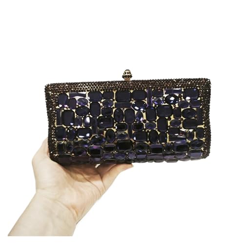 VFIDPSU Damen Kristall Clutch Abendtasche Clutch Handtasche aus Glas mit grünem Stein for Hochzeit Braut(Purple) von VFIDPSU