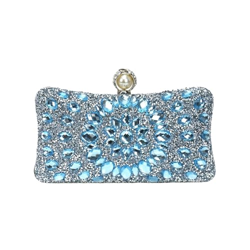 VFIDPSU Goldene Metallperlen Strass Glitzer Abendtaschen Kleine Dame Abschlussball Abendessen Luxus Nacht Geschenk Freundin Geldbörse Diamanten(BLUE) von VFIDPSU