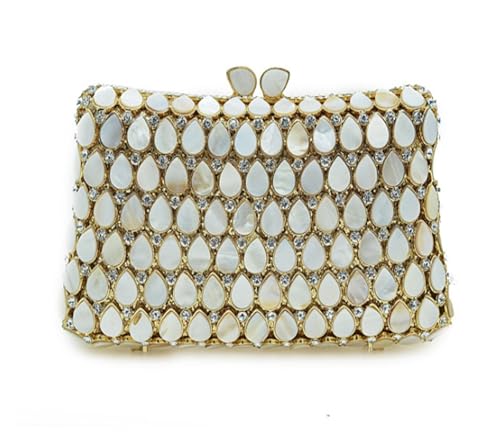 VFIDPSU Goldene Metallperlen Strass Glitzer Abendtaschen Kleine Dame Abschlussball Abendessen Luxus Nacht Geschenk Freundin Geldbörse Diamanten(CHAMPAGN) von VFIDPSU