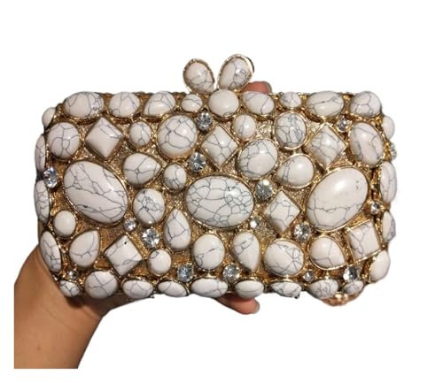 VFIDPSU Goldene Metallperlen Strass Glitzer Abendtaschen Kleine Dame Abschlussball Abendessen Luxus Nacht Geschenk Freundin Geldbörse Diamanten(ROSE) von VFIDPSU