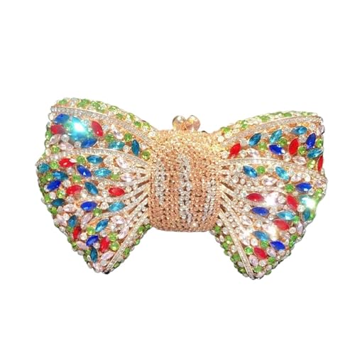 VFIDPSU Hohle Schleife Frau Abendtasche Hochzeit Braut Diamant Stein Geldbörse Kristall Bankett Gala Party Abendessen Handtasche(Multi) von VFIDPSU