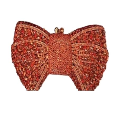 VFIDPSU Hohle Schleife Frau Abendtasche Hochzeit Braut Diamant Stein Geldbörse Kristall Bankett Gala Party Abendessen Handtasche(Orange) von VFIDPSU