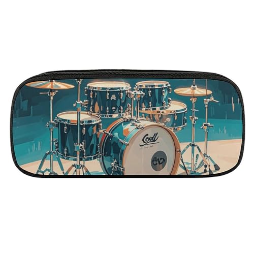 VFKLT Cool Drums Set Federmäppchen Tragbare Bleistifttasche Stifttasche Stifttasche Make-up-Tasche Aufbewahrungstasche Stiftebox Kosmetiktasche für Damen Herren Büro, Schwarz , Einheitsgröße, von VFKLT
