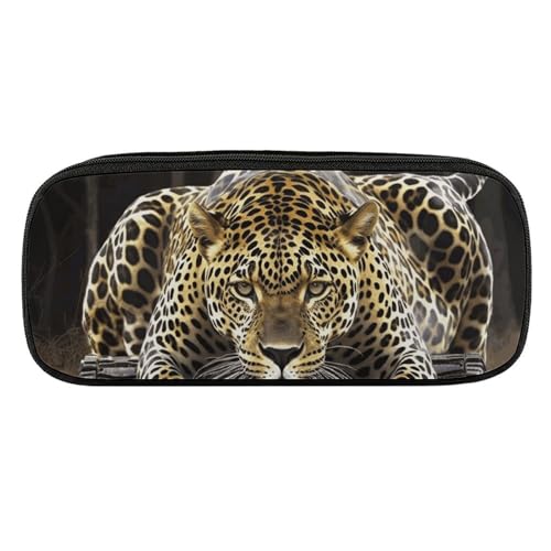 VFKLT Federmäppchen mit Leopardenmuster, tragbar, Stiftetasche, Make-up-Tasche, Aufbewahrungstasche, Kosmetiktasche für Damen, Herren, Büro, Schwarz , Einheitsgröße, Federmäppchen von VFKLT