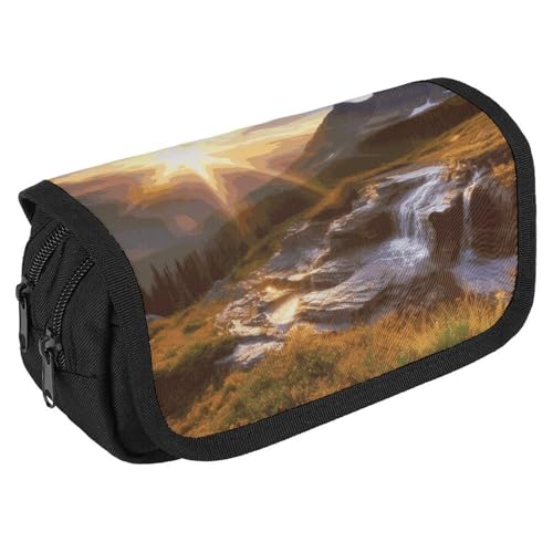 VFKLT Federmäppchen mit Sonnenaufgang und Landschaft, doppellagig, großes Fassungsvermögen, Federmäppchen, doppelter Reißverschluss, tragbares Stifteetui, Make-up-Tasche für Männer und Frauen, Reisen, VFKLT Federmäppchen mit Sonnenaufgang und Landschaft, doppellagig, großes Fassungsvermögen, Federmäppchen, doppelter Reißverschluss, tragbares Stifteetui, Make-up-Tasche für Männer und Frauen, Reisen, von VFKLT