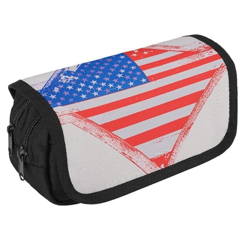 VFKLT Federmäppchen mit amerikanischer Flagge, Sterne, Streifen, doppellagig, großes Fassungsvermögen, Federmäppchen, doppelter Reißverschluss, tragbares Stifteetui, Make-up-Tasche für Männer und VFKLT Federmäppchen mit amerikanischer Flagge, Sterne, Streifen, doppellagig, großes Fassungsvermögen, Federmäppchen, doppelter Reißverschluss, tragbares Stifteetui, Make-up-Tasche für Männer und von VFKLT