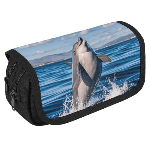 VFKLT Federmäppchen mit niedlichem Delfin-Design, doppellagig, großes Fassungsvermögen, Federmäppchen, doppelter Reißverschluss, tragbares Stifteetui, Make-up-Tasche für Männer und Frauen, Reisen, VFKLT Federmäppchen mit niedlichem Delfin-Design, doppellagig, großes Fassungsvermögen, Federmäppchen, doppelter Reißverschluss, tragbares Stifteetui, Make-up-Tasche für Männer und Frauen, Reisen, von VFKLT