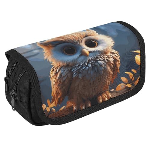 VFKLT Federmäppchen mit niedlichem Eulen-Design, doppellagig, großes Fassungsvermögen, Federmäppchen, doppelter Reißverschluss, tragbares Stifteetui, Make-up-Tasche für Männer und Frauen, Reisen, VFKLT Federmäppchen mit niedlichem Eulen-Design, doppellagig, großes Fassungsvermögen, Federmäppchen, doppelter Reißverschluss, tragbares Stifteetui, Make-up-Tasche für Männer und Frauen, Reisen, von VFKLT
