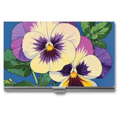 VFKLT Stiefmütterchen Perfektion Print Visitenkartenhalter Tasche Slim Portable Metall Visitenkartenetui Visitenkarten-Organizer Kreditkartenetui Multi-Kartenetui für Männer Frauen Reisen Büro, von VFKLT