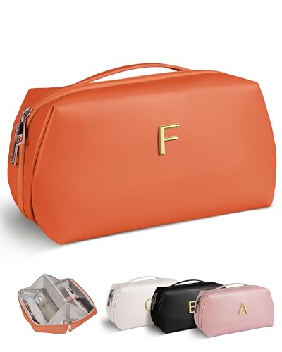 VFMBL Geschenk für Damen, Teenager, Mädchen, Make-up-Tasche, Reise-Make-up-Tasche, Kosmetik-Organizer-Tasche, Orange/Abendrot im Zickzackmuster (Sunset Chevron), F von VFMBL