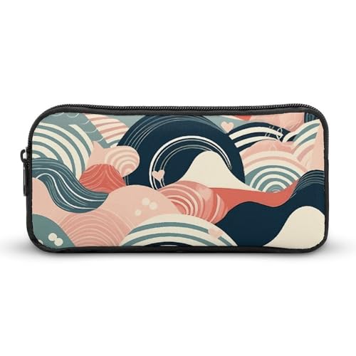 VFMKT Federmäppchen mit abstrakter Linienzeichnung, niedliches Federmäppchen, großes Fassungsvermögen, Make-up-Kosmetiktasche für Damen und Herren, Stil:, 22*12*5cm von VFMKT