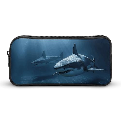 VFMKT Federmäppchen mit zwei Haien im Federmäppchen, niedliches Federmäppchen, großes Fassungsvermögen, Make-up-Kosmetiktasche für Damen und Herren, Stil:, 22*12*5cm VFMKT Federmäppchen mit zwei Haien im Federmäppchen, niedliches Federmäppchen, großes Fassungsvermögen, Make-up-Kosmetiktasche für Damen und Herren, Stil:, 22*12*5cm von VFMKT