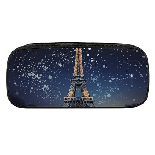 VFMKT Leder Federtasche Wasserdicht Süße Reise Kosmetiktasche für Damen und Herren Nacht Paris Eiffel Stil :, One Size, Stil:, Taille unique von VFMKT