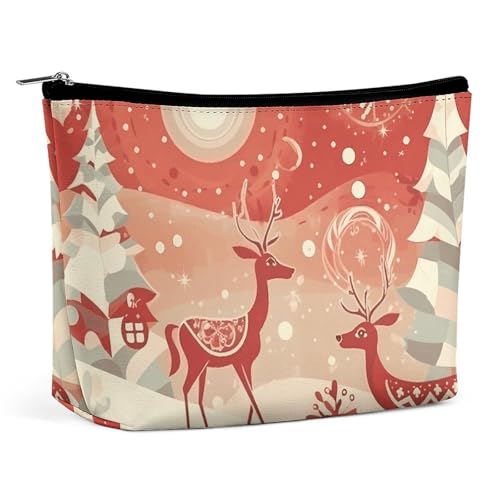 VFMKT Make-up-Tasche für Damen, wasserdicht, Weihnachts-Rentier, Make-up-Tasche mit Reißverschluss, Reise-Kulturbeutel, Organizer für Damen, Stil, Einheitsgröße, Stil:, Einheitsgröße von VFMKT