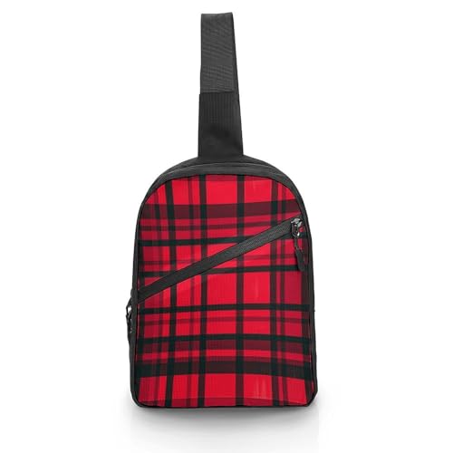Schultertasche für Damen und Herren, kariert, Rot und Schwarz, Umhängetasche, lässiger Tagesrucksack, Schultertasche, Brusttasche, modisch, Bauchtasche, wasserabweisend, Bauchtasche, Umhängetasche, Schultertasche für Damen und Herren, kariert, Rot und Schwarz, Umhängetasche, lässiger Tagesrucksack, Schultertasche, Brusttasche, modisch, Bauchtasche, wasserabweisend, Bauchtasche, Umhängetasche, von VFMNT