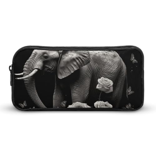 VFMNT Federmäppchen mit großem Fassungsvermögen, Elefant und Schmetterling, ästhetische Make-up-Tasche für Damen, tragbares Federmäppchen mit Reißverschluss, niedliche Stifttasche für Bürobedarf, von VFMNT