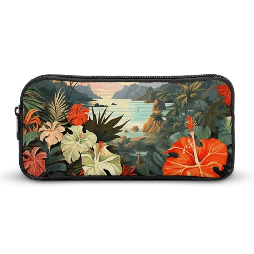 VFMNT Federmäppchen mit großem Fassungsvermögen, Sommer, hawaiianisches Federmäppchen, ästhetische Make-up-Tasche für Damen, tragbares Federmäppchen mit Reißverschluss, niedliche Stifttasche für von VFMNT