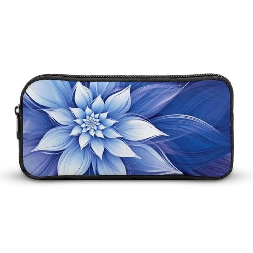 VFMNT Federmäppchen mit großem Fassungsvermögen, blaue abstrakte Blumen, ästhetische Make-up-Tasche für Damen, tragbares Federmäppchen mit Reißverschluss, niedliche Stifttasche für Bürobedarf, weiß, von VFMNT