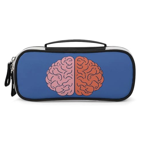 VFMNT Große Make-up-Tasche für Geldbörse, linke und rechte Gehirn-Kosmetiktasche für Damen, Reise-Kulturbeutel mit Griff, Make-up-Organizer, tragbare Stifttasche, kleines Federmäppchen für Büro, weiß, von VFMNT