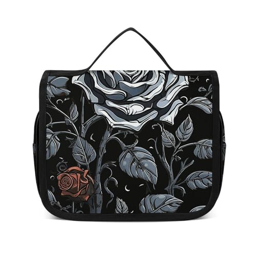 VFMNT Kulturbeutel für Damen und Herren, Rose, Gothic-Make-up-Tasche mit Aufhängehaken, wasserdicht, Badezimmer-Kosmetiktasche, großes Fassungsvermögen, Reisetasche für Toilettenartikel, Zubehör, VFMNT Kulturbeutel für Damen und Herren, Rose, Gothic-Make-up-Tasche mit Aufhängehaken, wasserdicht, Badezimmer-Kosmetiktasche, großes Fassungsvermögen, Reisetasche für Toilettenartikel, Zubehör, von VFMNT