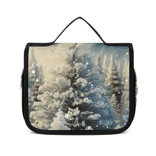 VFMNT Kulturbeutel für Damen und Herren, Schneewunderland, Kiefernbaum, Weihnachts-Make-up-Tasche mit Aufhängehaken, wasserdicht, Badezimmer-Kosmetiktasche, große Kapazität, Reisetasche für von VFMNT
