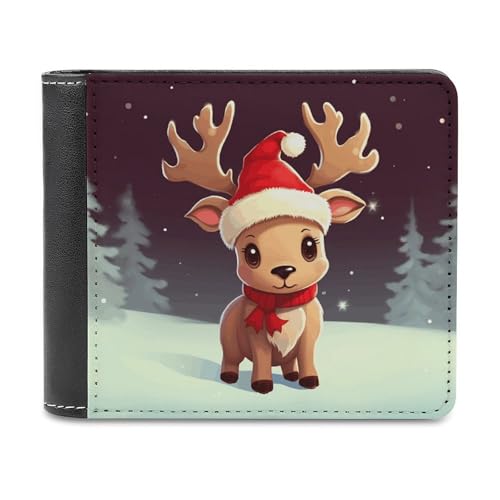 VFMNT Niedliche Weihnachts-Geldbörse mit Rentier-Motiv, große Kapazität, Leder, Geldbörse, Handy, Clutch, Reise-Geldbörse für Männer und Frauen, Geschenk, weiß, Einheitsgröße, Geldbörse, weiß, von VFMNT