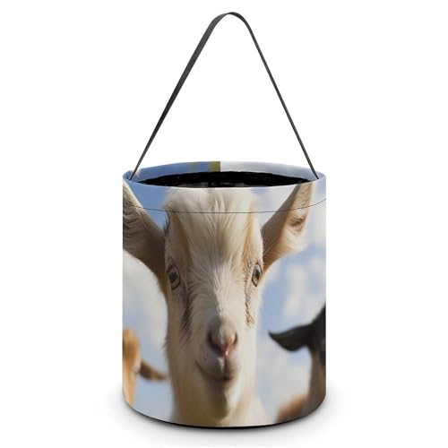 VFMNT Süßes oder Leckerli-Tüten für Halloween, süße Ziegen-Süßigkeitentasche mit Griffen, Halloween-Tragetasche, Halloween-Geschenkbeutel, Süßigkeiten-Eimer für Halloween, Partyzubehör, 20 x 21 cm, von VFMNT