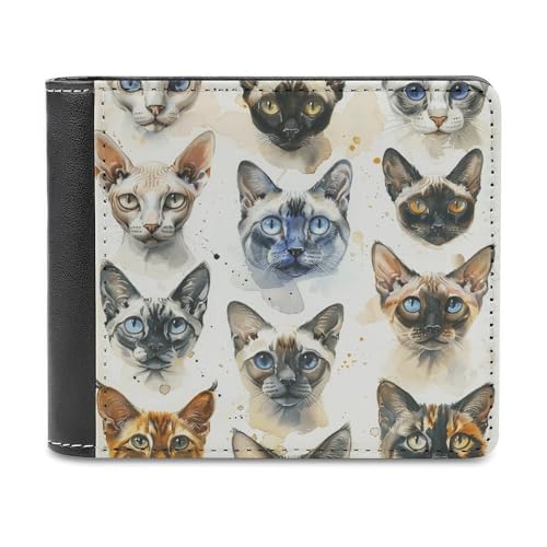 VFMNT Verschiedene Katzenrassen Geldbörse Große Kapazität Leder Geldbörse Telefon Clutch Reise Geldbörse für Männer Frauen Geschenk, Weiß, Einheitsgröße, Geldbörse, weiß, Einheitsgröße, Geldbörse von VFMNT