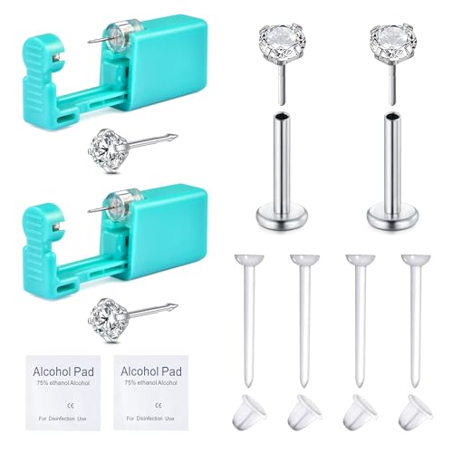 VFUN Ohrloch Stecher Set,Ohrlöcher Selber Stechen Set,Pircingssets Ohr Lippenpiercing Intimpiercing Damen Ohrlochpistole Piercing Nadel Piercing Set von VFUN