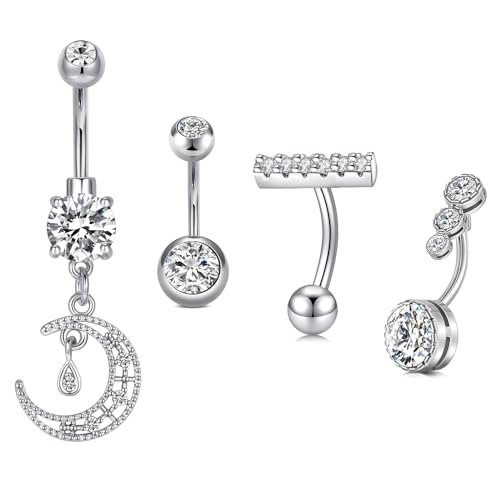 VFUN 14g Bauchnabelpiercing Set Dangle für Frauen Mädchen - Chirurgenstahl Lang Mit CZ von VFUN