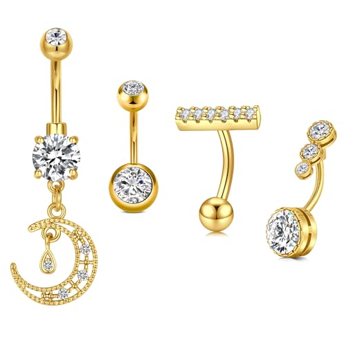 VFUN 14g Bauchnabelpiercing Set Dangle für Frauen Mädchen - Chirurgenstahl Lang Mit CZ von VFUN