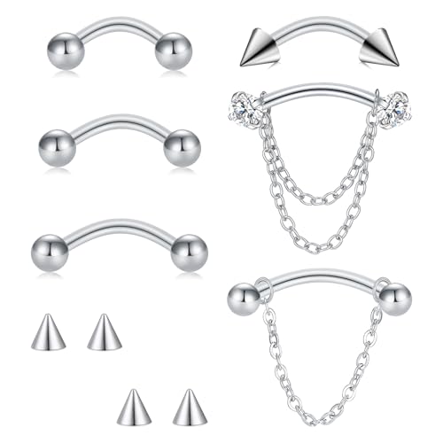 VFUN 16G Chirurgenstahl Augenbrauen Piercing Rook Piercing Gebogene Langhantel Rook Daith Piercing Ohr Bananen Piercing Damen 6/8/10Mm Piercing Schmuck von VFUN