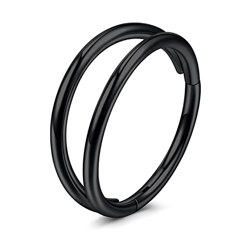 VFUN 16G 316L Chirurgenstahl Hinged Clicker Ring Piercing Septum Nase Ring für Damen Herren CZ Inlaid Ohrring Ohrpiercing Knorpel Helix 8-10 mm, Edelstahl, legierter Stahl von VFUN