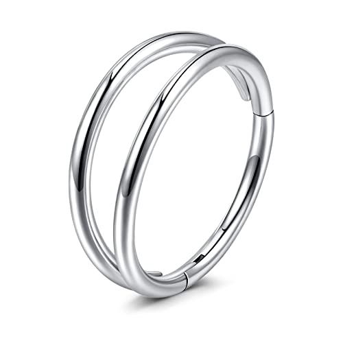VFUN 16G 316L Edelstahl Hinged Clicker Ring Piercing Septum Nase Anilli Damen Herren CZ Inlaid Kugel Piercing Ohr Knorpel Helix 8-10 mm, Edelstahl, legierter Stahl, Silber von VFUN