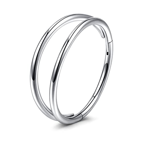 VFUN 16G 316L Edelstahl Hinged Clicker Ring Piercing Septum Nase Anilli Damen Herren CZ Inlaid Kugel Piercing Ohr Knorpel Helix 8-10 mm, Edelstahl, legierter Stahl, Silber von VFUN