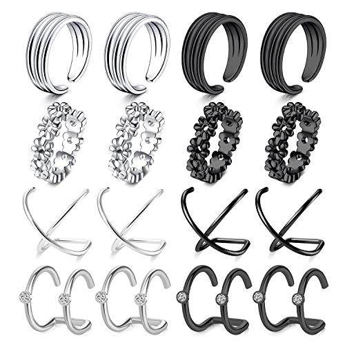 VFUN 8 Paare Damen Mädchen Ear Cuff Piercing Chirurgenstahl Mix Styles Nasenpiercing Septum Lippe Piercing Helix Knorpel Piercing Ohr Hoop Schmuck von VFUN