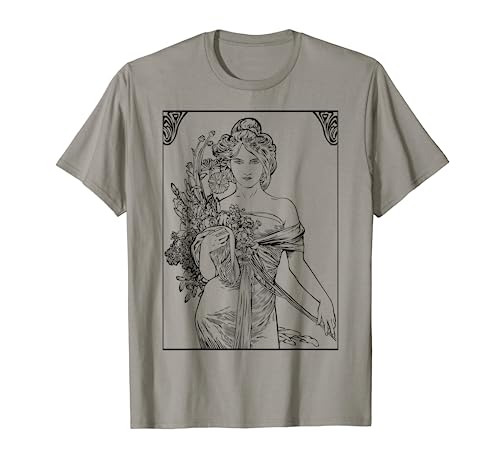 Jugendstil Mädchen mit Wildblumen T-Shirt von VG Productions