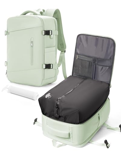 VGCUB Vakuum Rucksack Handgepäck mit Vakuumsystem Manuelle Pumpe Reiserucksack Vakuumbeutel für Kleidung Reise Staubsauger Spacevac Airbag Rucksack Wasserdicht Damen Herren Vacuum Backpack Hellgrün von VGCUB