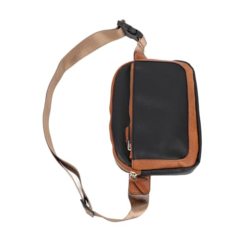 PU-Hüfttasche, wasserdichte Outdoor-Sport-Hüfttasche, Stilvolle Gürteltasche für Männer und Frauen (Schwarz Braun) von VGEBY