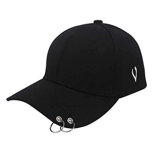 VGEBY Basecap, Damen Herren Kappe mit Ring Baseball Cap Mütze Unisex für Sport Outdoor Schwarz & Weiß Jungen Mädchen (Farbe : Schwarz) von VGEBY