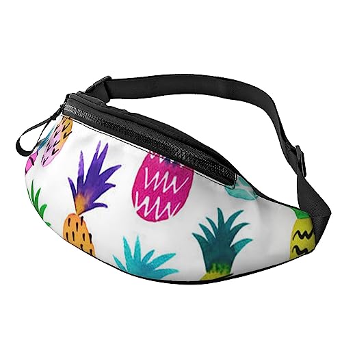 Bauchtasche mit Batikfärbung, für Reisen, mit Reißverschluss und Kopfhörerloch, Laufgürteltasche mit verstellbarem Gürtel für Damen und Herren, Rainbow Ananas, Einheitsgröße von VGFJHNDF