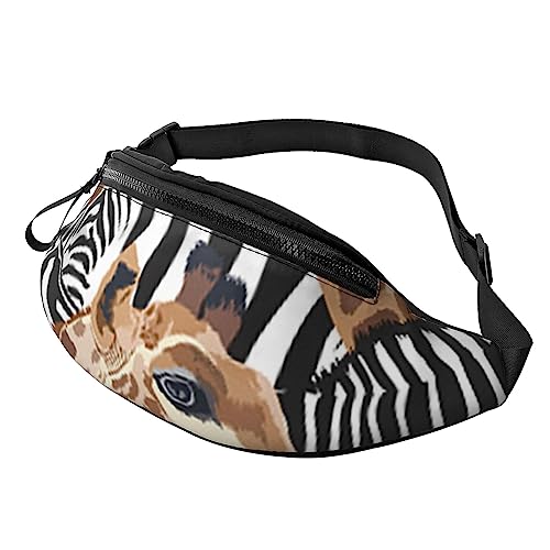 Bauchtasche mit Batikfärbung, für Reisen, mit Reißverschluss und Kopfhörerloch, Laufgürteltasche mit verstellbarem Gürtel für Damen und Herren, Zebra und Giraffe, Einheitsgröße von VGFJHNDF