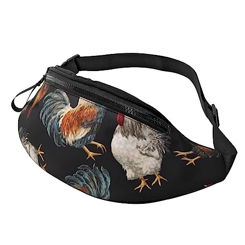 Bauchtasche mit afrikanischen Nationalmustern, mit Reißverschluss und Kopfhörerloch, zum Laufen, mit verstellbarem Gürtel für Damen und Herren, French Roosters, Einheitsgröße von VGFJHNDF